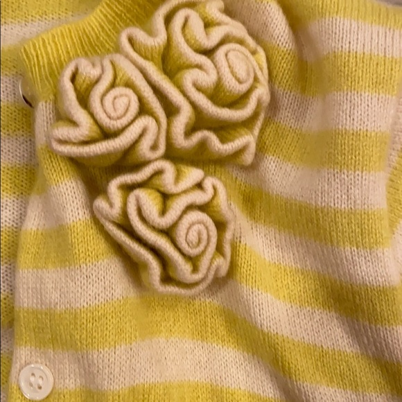 J. CREW YELLOW STRIPE BUTYON DOWN SWEATER. - Picture 4 of 5